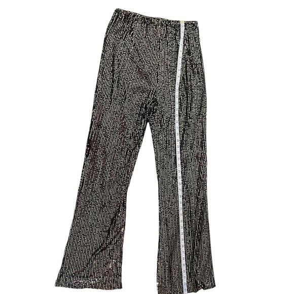 Black and Gold Sequin High Waisted Sparkly Wide leg Pants Wide Leg Pants. Med. - Picture 8 of 15